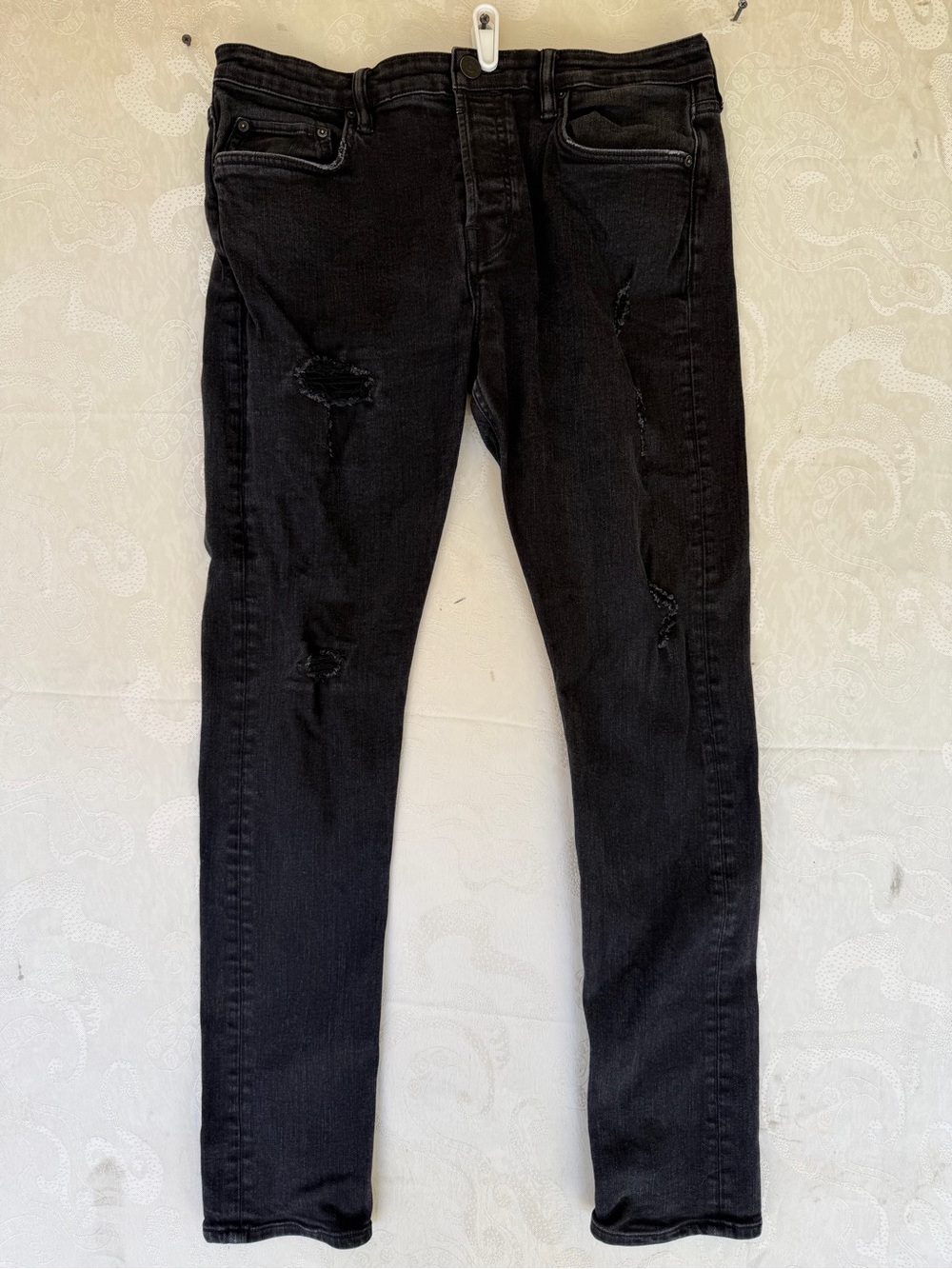 AllSaints cigarette Black Skinny Distressed Jeans
